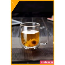 Esplendor Çift Cidarlı Cam Bardak 350 ml Şeffaf Sıcak Soğuk Içecek