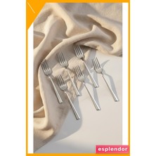 Esplendor 6 Parça Paslanmaz Tatlı Çatalı Seti 16CM Çelik Renk