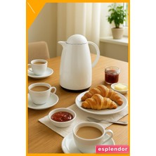 Esplendor 1 Litre Akrilik Çay Termosu Soft Beyaz 12 Saat Sıcak 24 Saat Soğuk