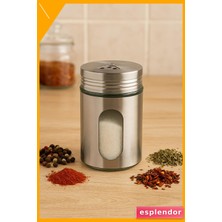 Esplendor 200 ml Gri Metal Baharatlık Tuzluk Biberlik 6X6X11 cm