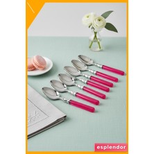 Esplendor Pastel Pembe Paslanmaz Çelik Tatlı Kaşığı 6 Parça 15CM