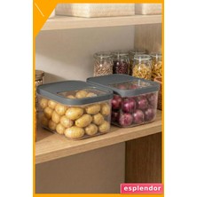 Esplendor Kayar Kapaklı 12 Lt Saklama Kabı 2'li Set Füme Erzak Patates Soğan