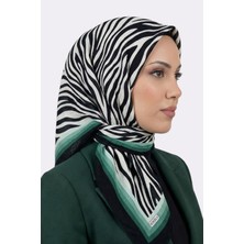 Hadiora Siyah Yeşil Zebra Desenli Mio Caz Eşarp
