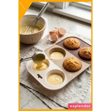 Esplendor Silikon 6 Bölmeli Muffin Kek Kalıbı Kahve Rengi 16X25 cm