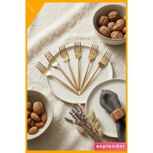 Esplendor Gold Paslanmaz Çelik Tatlı Çatalı 6 Parça 16CM