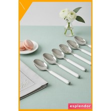 Esplendor Beyaz Saplı Paslanmaz Çelik Yemek Kaşığı 6'lı Set 15 cm