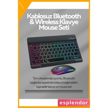 Esplendor Tüm Cihazlarla Uyumlu Rgb Işıklı Kablosuz Klavye ve Mouse Seti