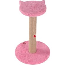 Die Grup Gri Peluş Kaplı Kedi Yüzlü Tırmalama Tahtası, Oyuncaklı