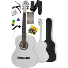 Die Grup Beyaz Klasik Gitar, 4/4 Boyut, Sap Ayarlı Tam Set
