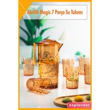 Esplendor Akrilik Bal Sürahi 2,3 Lt ve 6'lı Su Meşrubat Kahve Yanı Bardağı 400 ml Seti ( Cam Değildir )