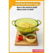 Esplendor Büyük Akrilik Makarna ve Sebze Süzgeci 30CM Yeşil Dayanıklı