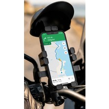 ArmoniaVital Şapka Korumalı Motosiklet Telefon Tutucu Gidon ve Dikiz Aynası Uyumlu