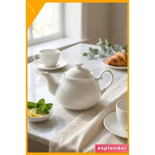 Esplendor 750 ml Beyaz Porselen Demlik 21CM Çay Kahvaltı Sunum Gereci