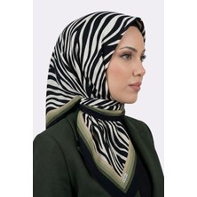 Hadiora Siyah Haki Zebra Desenli Mio Caz Eşarp