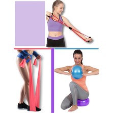 Pilates Egzersiz Seti - 25 cm Pilates Topu - Pilates Direnç Bandı - 8 Şekilli Egzersiz Lastiği
