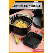 Esplendor Kare Silikon Hava Fritöz Pişirme Kabı 17X17CM Siyah