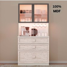 Comiet Nilüfer Mdf Kahve Köşesi Dolabı Çekmeceli Işıklı