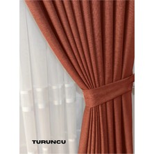 Mebelport Curtain Keten Fon Perde 1/3 Sık Pileli Dikim Korniş Için Tek Kanat(30 Renk)
