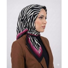 Hadiora Siyah Mürdüm Zebra Desenli Mio Caz Eşarp