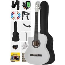 Die Grup Sap Ayarlı Beyaz Klasik Gitar 4/4 Yetişkin Boy Full Set