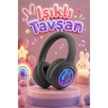Işıklı Tavşan Bluetooth Kulaklık LED Tasarım Kablosuz Kulaklık Çocuk Kulaklık