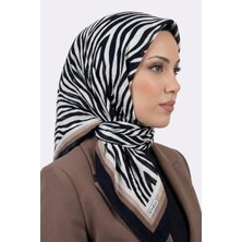 Hadiora Siyah Açık Kahve Zebra Desenli Mio Caz Eşarp