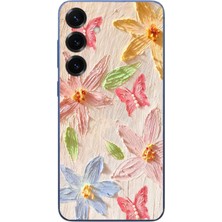 Le Balvo Samsung Galaxy S25 Plus Uyumlu Kelebekli Papatya Baskılı Silikon Kılıf