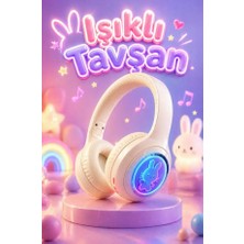 Işıklı Tavşan Bluetooth Kulaklık LED Tasarım Kablosuz Kulaklık Çocuk Kulaklık