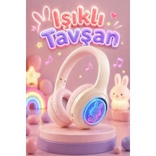 Işıklı Tavşan Bluetooth Kulaklık LED Tasarım Kablosuz Kulaklık Çocuk Kulaklık
