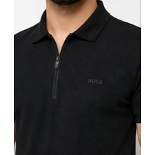 Boss  Fermuar Yaka Regular Fit  Siyah Erkek Tshırt