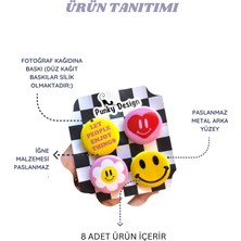 Punky Store 8’li Set-1 Vintage Bohem Tasarım Rozet 44 mm Pvc Kaplı Çanta Ceket Yaka Aksesuarı