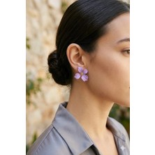 Tılsım Accesories Çiçek Küpe Mor