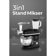 Sinbo Çok Amaçlı Mutfak Şefi ( Hamur - Kıyma - Blender Makinesi ) 1200W, 5 Lt, 6 Kademeli Hız Kontrolü