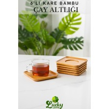 Lüks Bambu 6 Adet  Yuvarlak Bardak Altlığı Çay Tabağı Altlığı Fincan Altlığı Şık Dekor Bambu