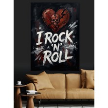 Tablomega Kalp Içinde I Rock N Roll Dekoratif Kanvas - Mdf Ahşap Tablo