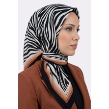 Hadiora Siyah Turuncu Zebra Desenli Mio Caz Eşarp
