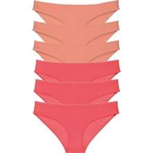 6 Adet Süper Eko Set Likralı Kadın Slip Külot Pudra Fuşya Mudanis Nemere