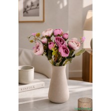 Yapay Çiçek Sitesi Yapay Şakayık Gül Demeti 31CM Pembe-Pudra