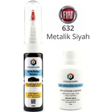 COLORGUARD FIAT 632 Metalik Siyah İğneli & Fırçalı Şişe Rötuş Boyası ve Yüzey Temizleme Solüsyonu Seti