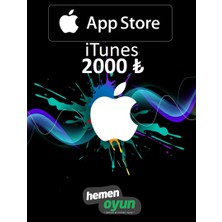 HemenOyun App Store Itunes 2000 Tl Hediye Kartı Bakiye Ios