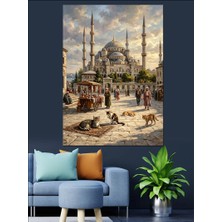 Karizma Tablo Güvercinli Sultanahmet Camii Meydanı Manzarası Dekoratif Kanvas - Mdf Ahşap Tablo