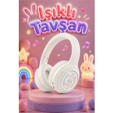 Işıklı Tavşan Bluetooth Kulaklık LED Tasarım Kablosuz Kulaklık Çocuk Kulaklık