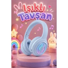 Işıklı Tavşan Bluetooth Kulaklık LED Tasarım Kablosuz Kulaklık Çocuk Kulaklık