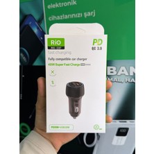 Rio 3.0 48W Araç Şarjmatik Usb-A ve Type-C Çıkışlı Çakmaklık Girişli Araç Şarj Adaptörü