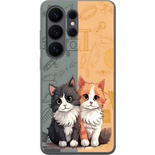 Le Balvo Samsung Galaxy S26 Ultra Uyumlu Sarı ve Siyah Kedi Baskılı Silikon Kılıf