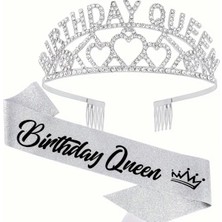 Didosh Party House Birthday Queen Yazılı Doğum Günü Tacı ve Kuşağı