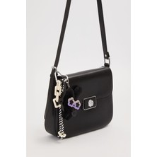 Lale Butik Levidor Premium Charm Detay Çift Askılı Iki Şekilde Kullanılabilir Yumuşak Deri Çanta 930613 Siyah