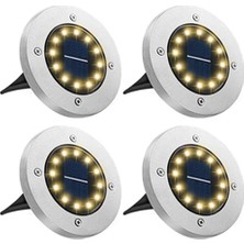 Home Dekor Hediye Yere Toprağa Gömmeli 4’lü Güneş Enerjili Solar Yer Bahçe Lambası Zemin Aydınlatma su Geçirmez Yol aydınlatması Beyaz Işık