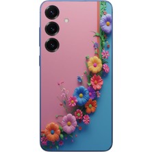 Le Balvo Samsung Galaxy S25 Plus Uyumlu Pembe Mavi Sarmaşık Baskılı Silikon Kılıf