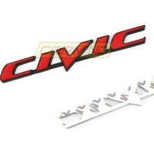 Carmind Honda Civic Metal Çamurluk ve Bagaj Arma Kırmızı-Siyah